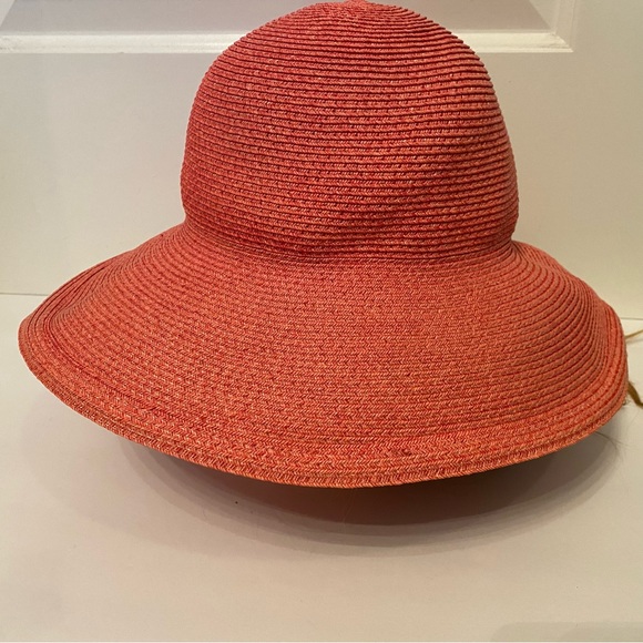 ERIC JAVITS HAT PINK WIDE BRIM STRAW SUN PACKABLE SQUISHEE USA main image 8